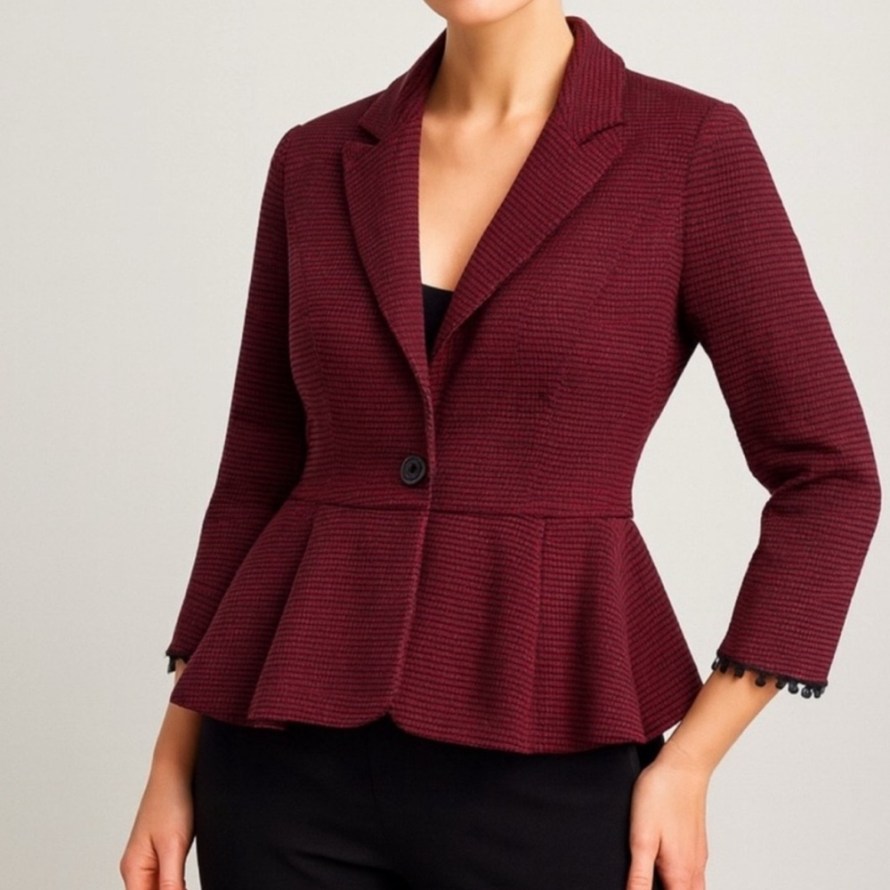 Anthropologie - Tabitha Burgundy Peplum Blazer